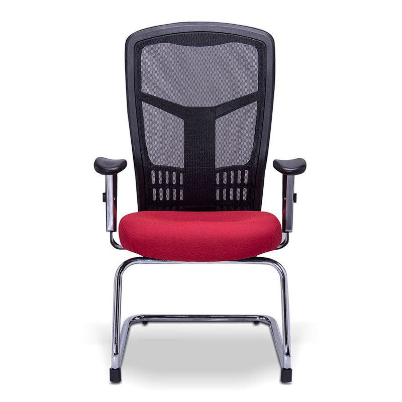 Sillón visitante en malla tapizado en tela trineo
